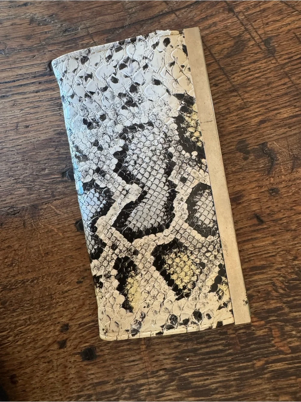 Bebe Snake-Print Reptile-Themed Wallet Clutch - White/Black